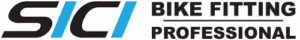Logo with stylized black letters SCI separated by a blue diagonal line, next to bold black text reading BIKE FITTING PROFESSIONAL featuring a horizontal line beneath BIKE FITTING.