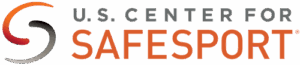 U.S. Center for SafeSport logo featuring a stylized S in red and gray, with U.S. Center for in gray text above SAFESPORT in bold orange letters.