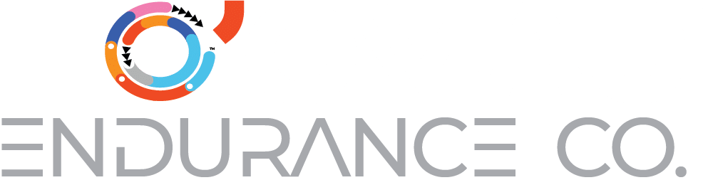 The non-standard, color inverted, horizontal Ho'Omau Endurance Co. logo in color with a TM trademark symbol in PNG format and 1000x253 size. Suitable for dark backgrounds only.