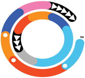 The non-standard, rotational dual-circle symbol-only version of the Ho'Omau Endurance Co. logo in color with a TM trademark symbol in PNG format and 1000x909 size.