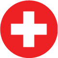 A white cross centered on a red circle, resembling the symbol commonly used for first aid or medical assistance, appears like a distinctive flag.