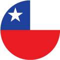 A circular flag icon of the Chilean flag, featuring a white star in a blue square in the upper left, with the top half white and the bottom half red.