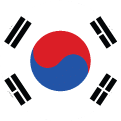 The flag of South Korea, known as the "Taegeukgi," features a red and blue yin-yang symbol in the center with four black trigrams in each corner on a white background.