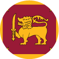 The image shows the flag of Sri Lanka, featuring a golden lion holding a sword on a maroon background with yellow borders, symbolizing the nation's heritage.