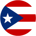 A circular flag icon of the Puerto Rican flag, featuring red and white stripes, a blue triangle on the left, and a single white star inside the triangle.
