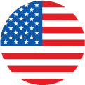 A circular flag icon of the United States, featuring white stars on a blue field in the top left and red and white horizontal stripes filling the rest of the circle.